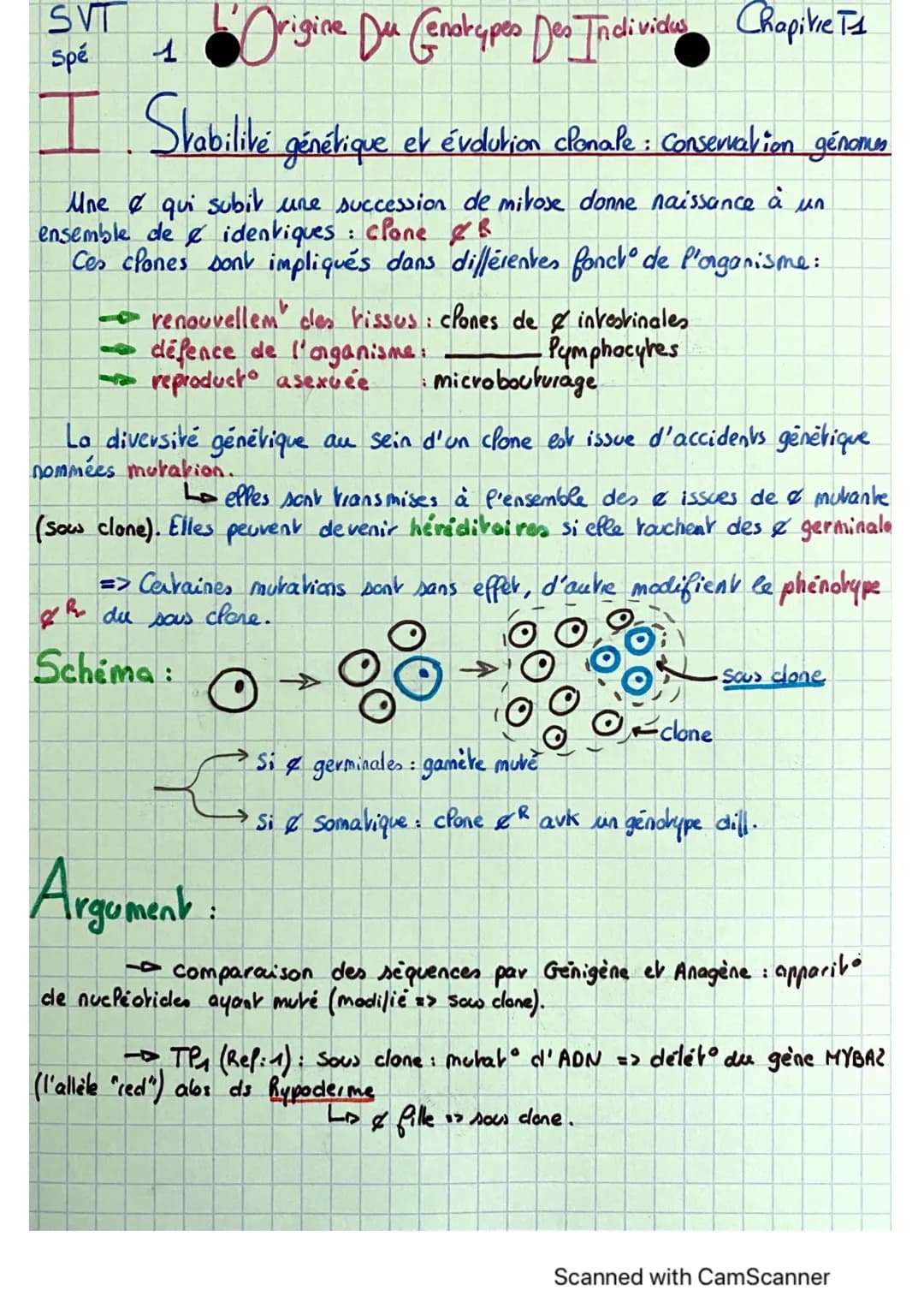 SVT
Spé
1
L'Origine Du Cenotypes Des Individu Chapitre Ts
I. Stabilité génétique et évolution clonale : Conservation gérann
Une & qui subit 