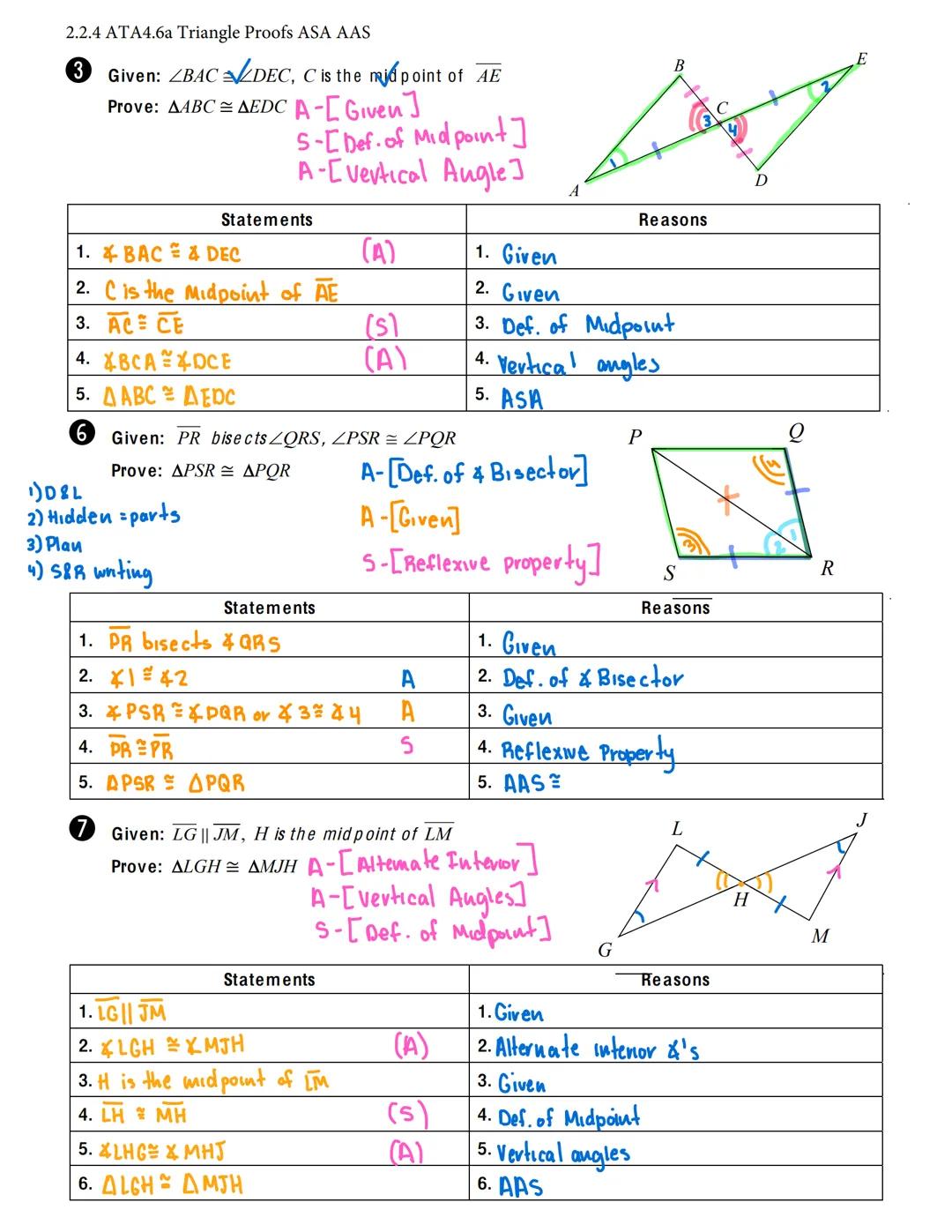 2.2.4 ATA4.6a Triangle Proofs ASA AAS

Name:________________________________________________________________________________________________