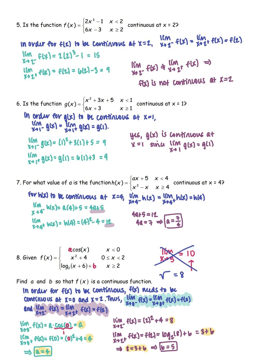 UNIT 1: 2.1-2.3
LIMITS & CONTINUITY
SOLUTION SET
(worked out solutions and notes included) # LIMITS FROM GRAPHS WU

1. Given the piecewise f