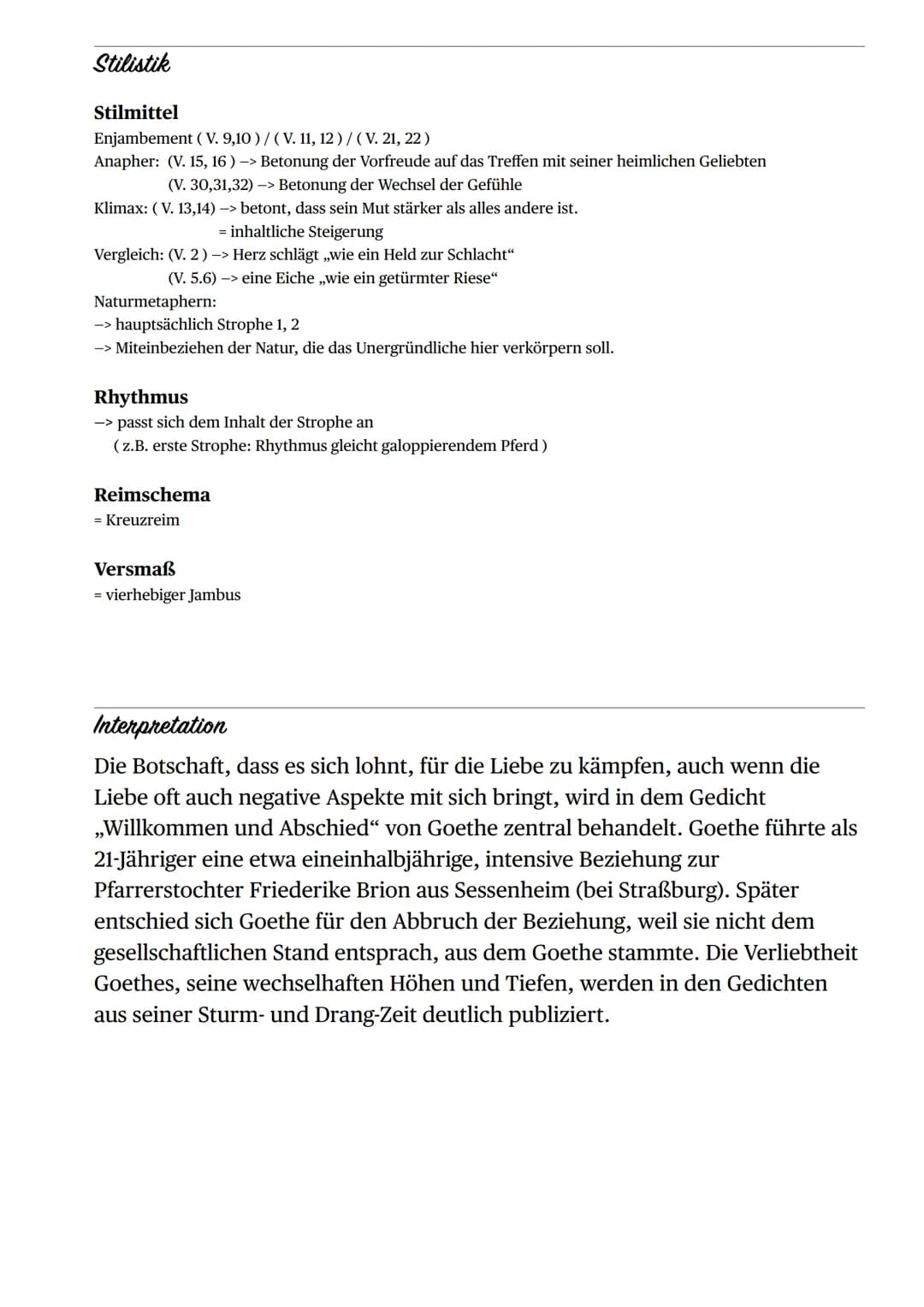 # Willkommen und Abschied
JOHANN WOLFGANG VON GOETHE
(FRÜHE FASSUNG 1771)

I. ALLGEMEINES
II. INHALT
III. STILISTIK
IV. INTERPRETATION

Allg
