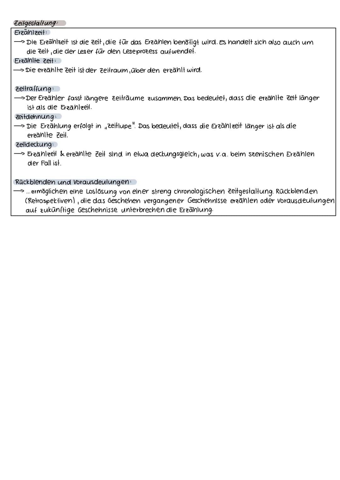 # Grundbegriffe der
## Erzähltechnik

### Erzähltechnik

→ Der Erzähler fungiert als vermittelnde Instanz zwischen Autor-Text- Rezipient.
Er