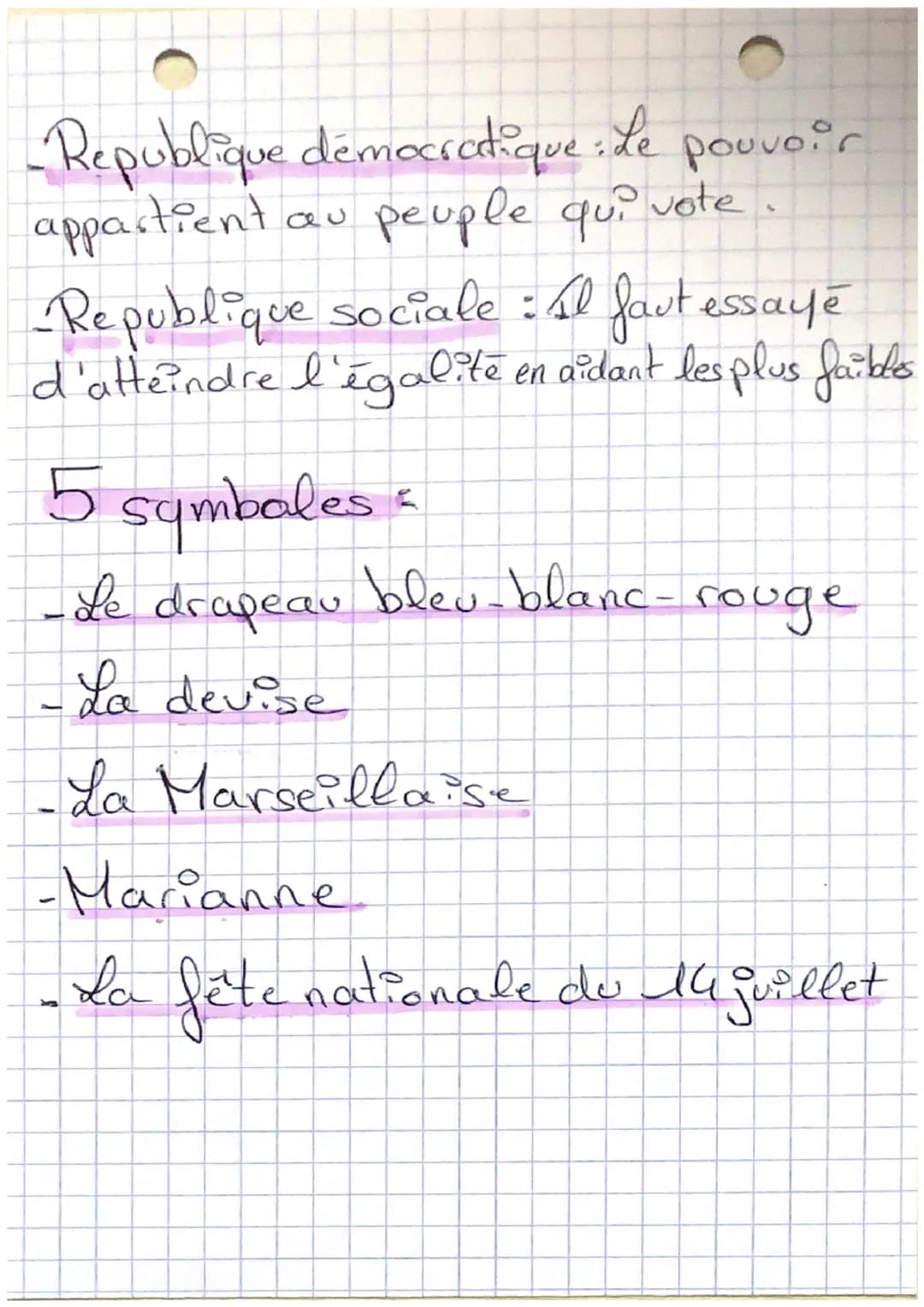 MO

Les valeurs, principes et symbole de la Republiqua

Bvaleurs
- Liberté: c'est pouvoir faire ce qui ne nuit
pas aux autres et qui n'est p