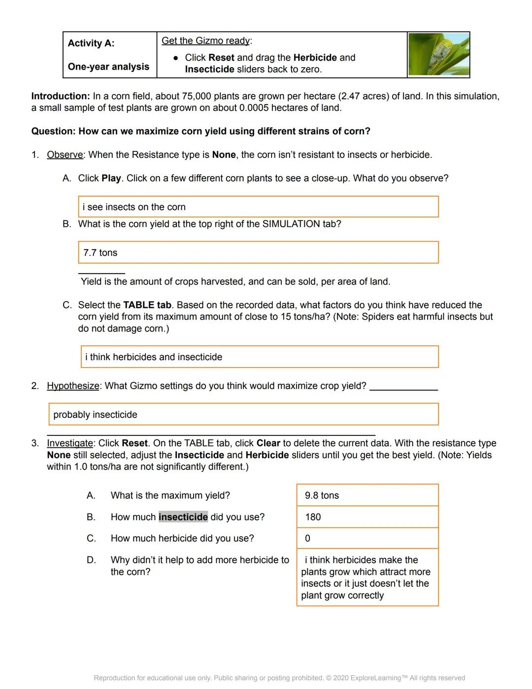 # Gizmos

# Student Exploration: GMOs and the Environment

Directions: Follow the instructions to go through the simulation. Respond to the 