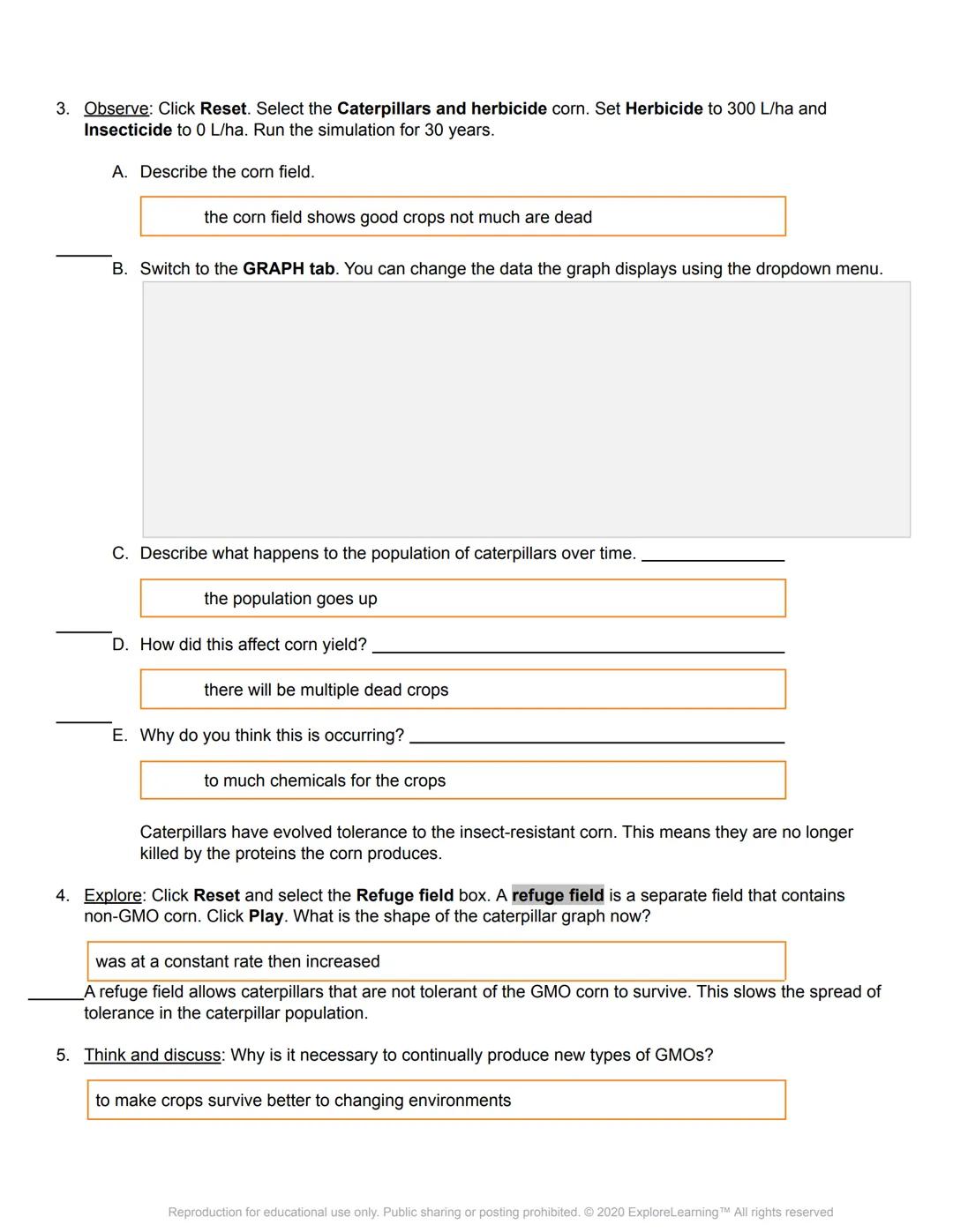 # Gizmos

# Student Exploration: GMOs and the Environment

Directions: Follow the instructions to go through the simulation. Respond to the 
