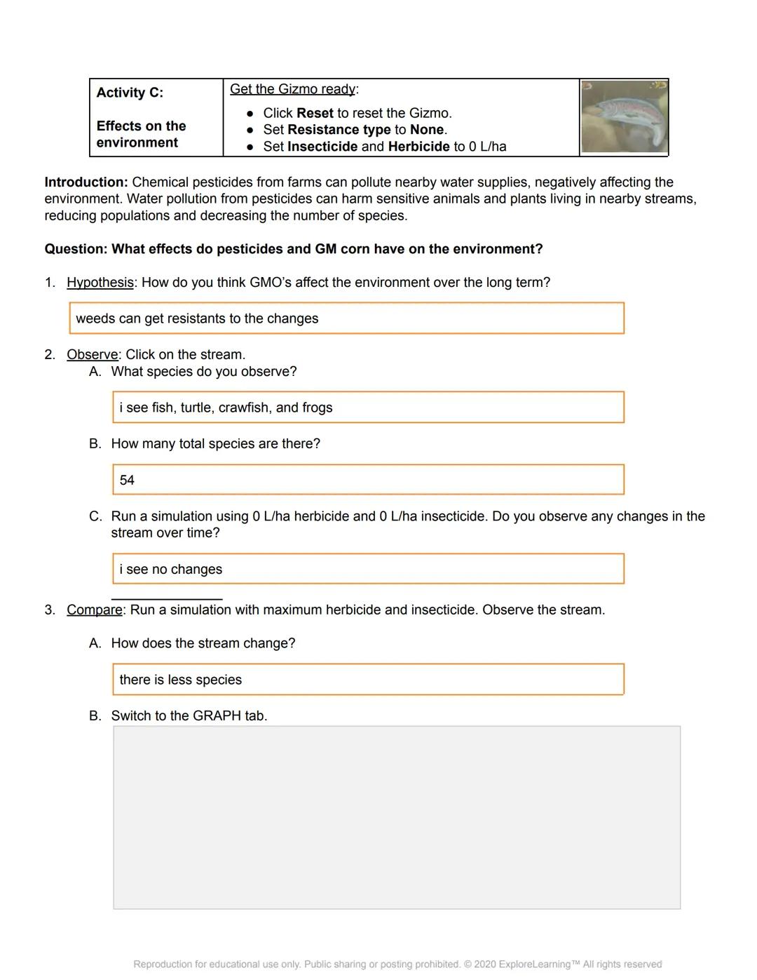 # Gizmos

# Student Exploration: GMOs and the Environment

Directions: Follow the instructions to go through the simulation. Respond to the 