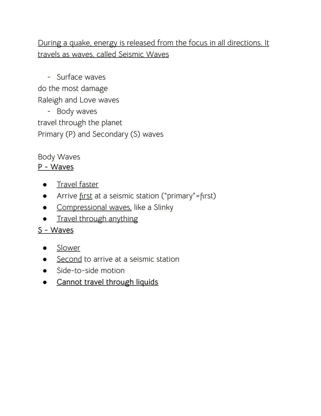 # Earthquakes

Earthquake
the movement of the lithosphere (crust and upper mantle) along a fault
(cracks)

Parts of the Earthquake
FAULT: th