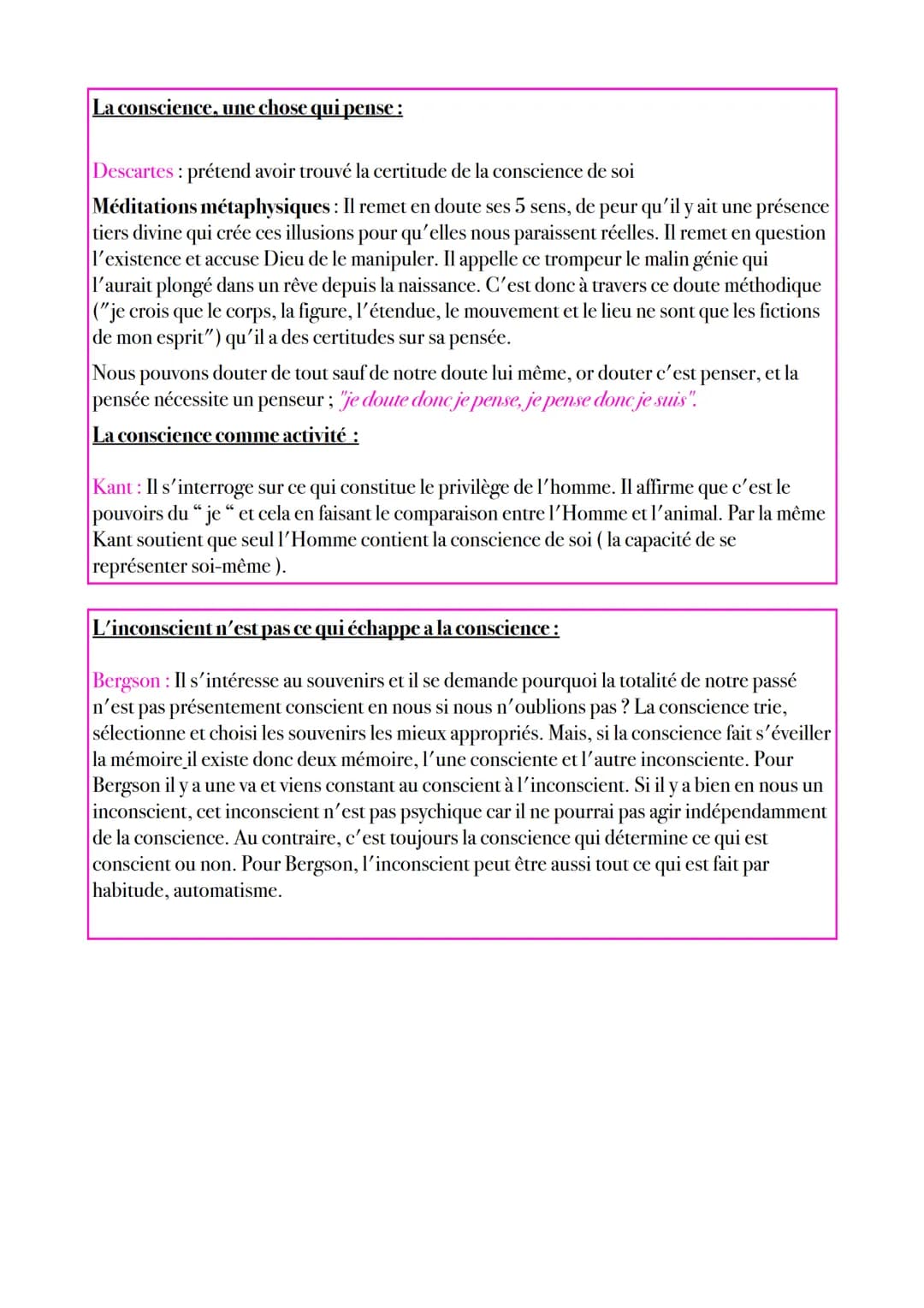 ---La Conscience et L'Inconscient---

Définitions:

- Le moi est une chose qui nous est très familière puisqu'elle nous accompagne
partout, 