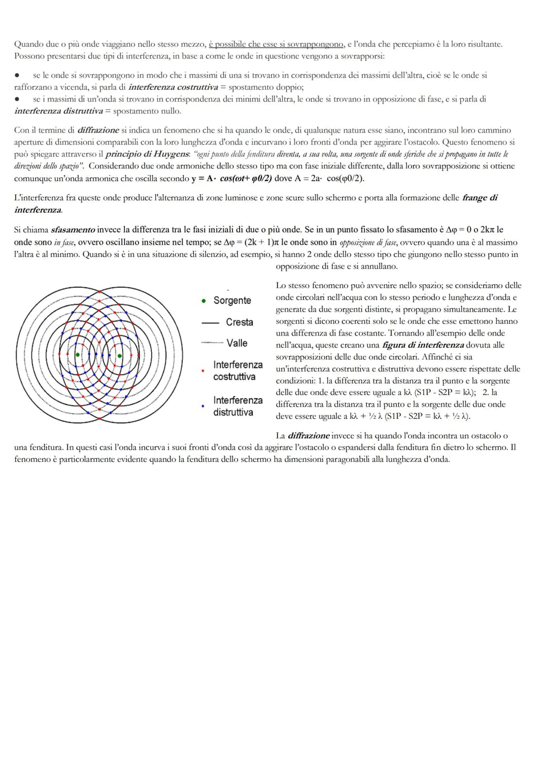 # LE ONDE

Un'onda è una perturbazione che si propaga nello spazio trasportando energia ma non materia. L'onda è emessa da una sorgente e pu