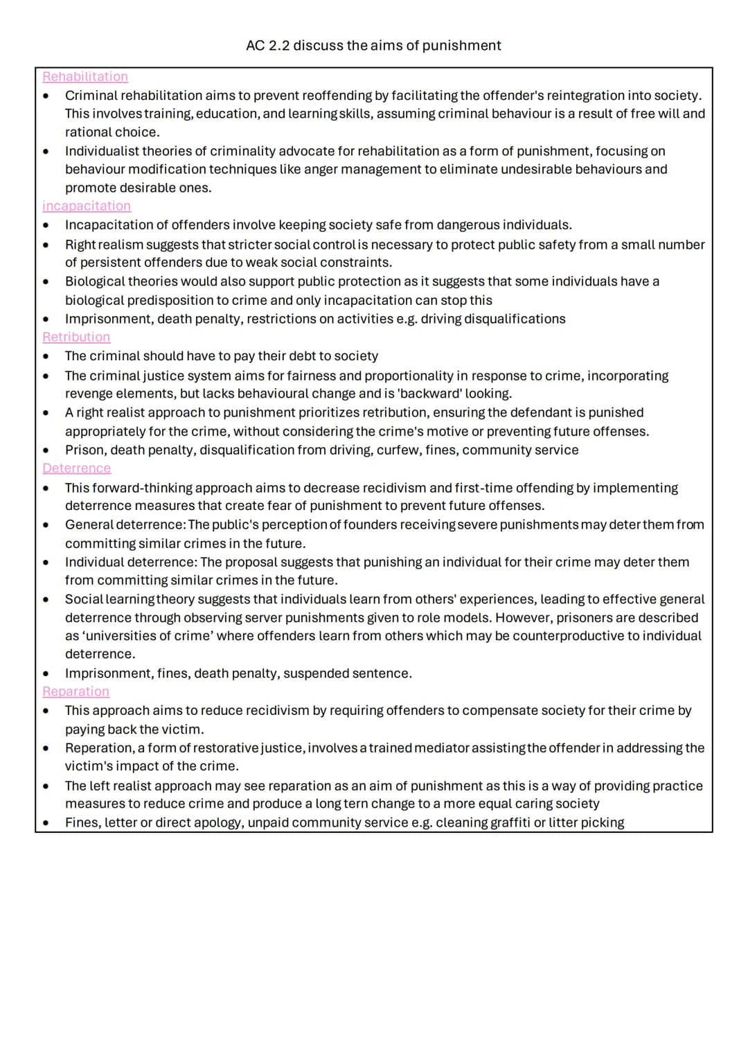 Unit 4: crime and Punishment
AC1.1 describe process used for law making
AC1.2: describe the organisations of the criminal justice system in 
