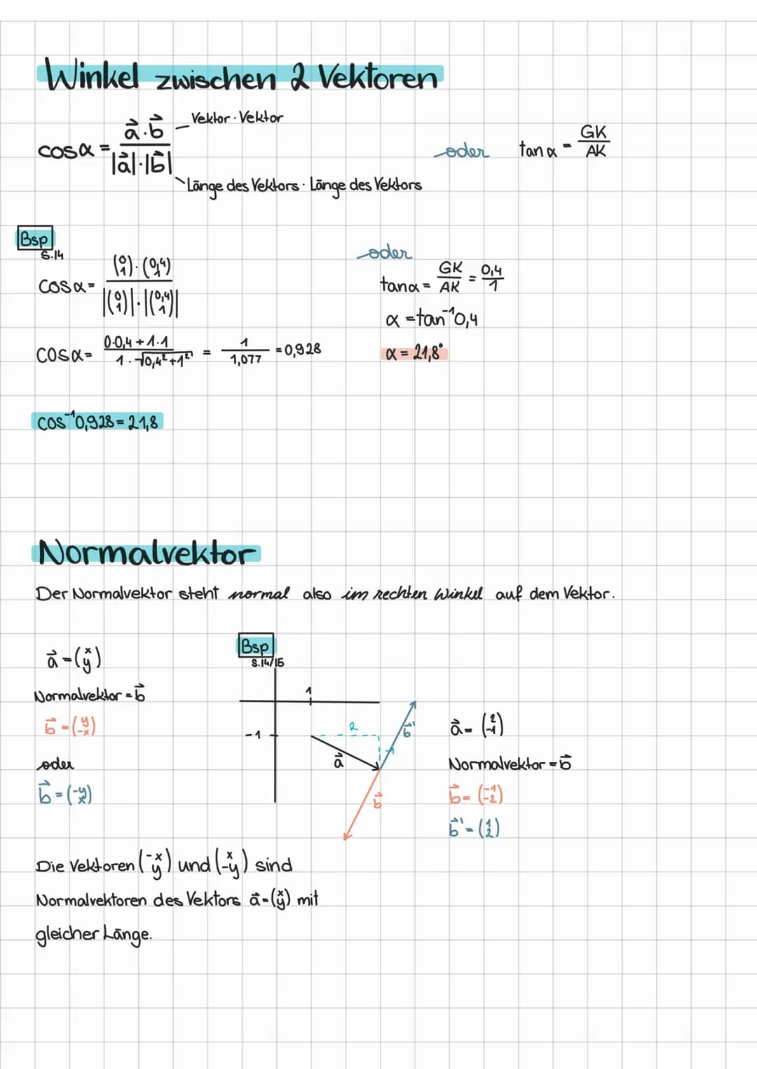 # Vektoren

Ein Vektor sind alle Pfeile mit
gleicher Länge, gleiche Richtung &
gleiche Orientierung.

Winkel

Länge des Vektors

Schreibweis