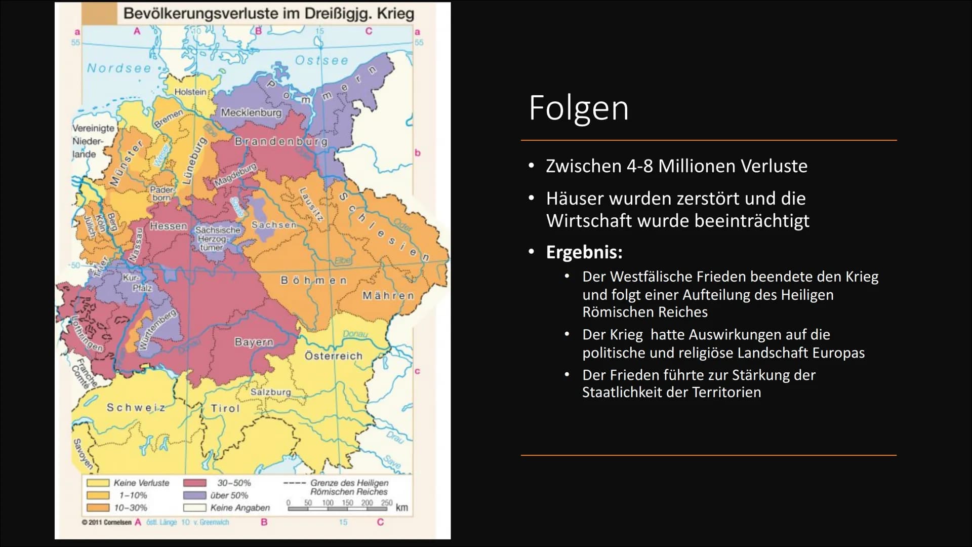30 jähriger Krieg
1618-1648

Ging es um Macht oder um Glauben? Gliederung

• Ursache
• Teilnehmer/Ziele
• Verlauf
• Ort
• Folgen
➤ Antwort a