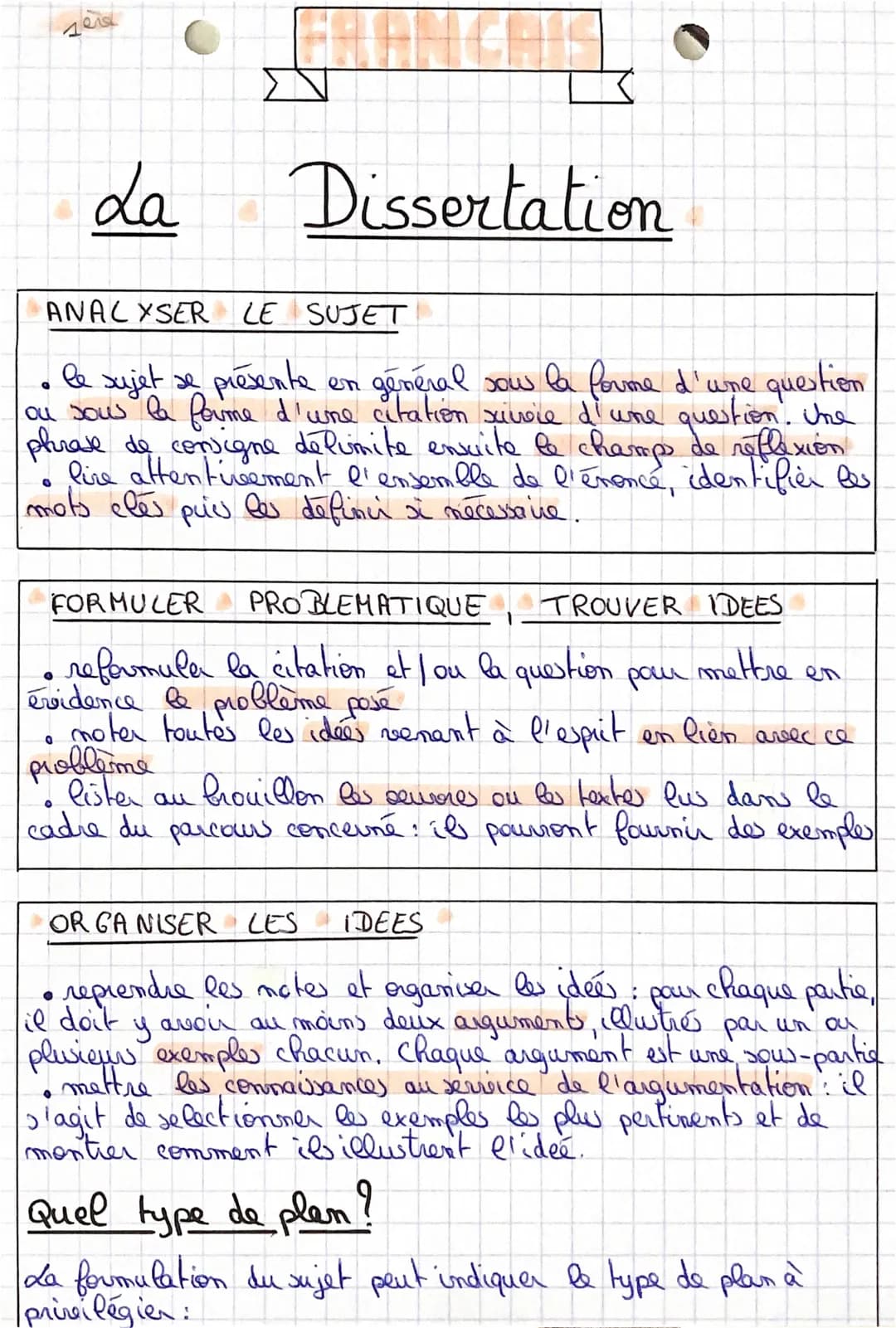 # FRANCAIS

La Dissertation

ANALYSER LE SUJET
*   le sujet se présente en général sous la forme d'une question
ou sous la forme d'une citat