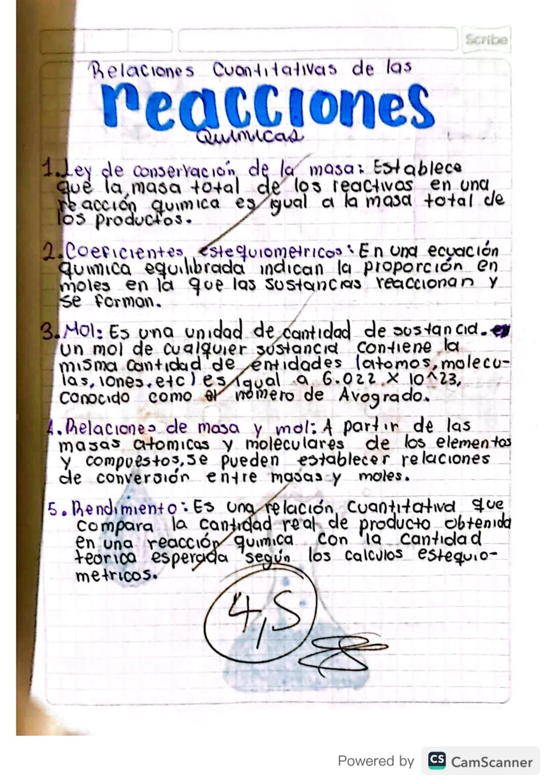# Relaciones Cuantitativas de las

# reacciones

Quimicas

Scribe

1. Ley de conservación de la masa: Establece
que la masa total de los rea