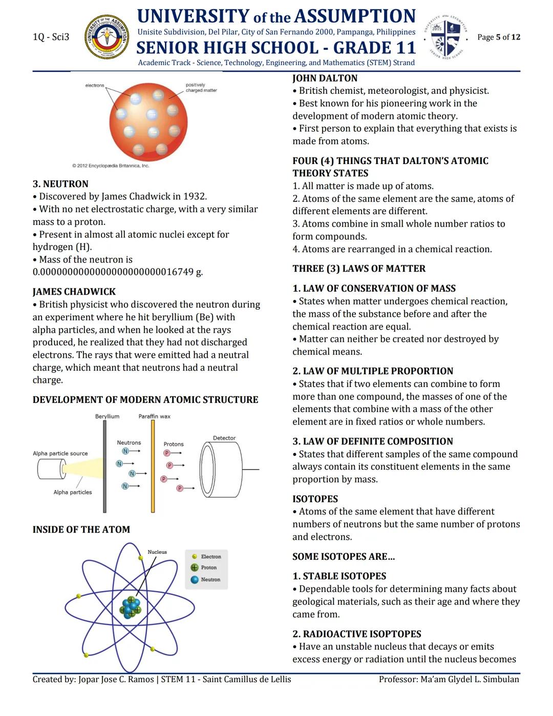 # 1Q - Sci3

# UNIVERSITY of the ASSUMPTION
Unisite Subdivision, Del Pilar, City of San Fernando 2000, Pampanga, Philippines

# SENIOR HIGH 