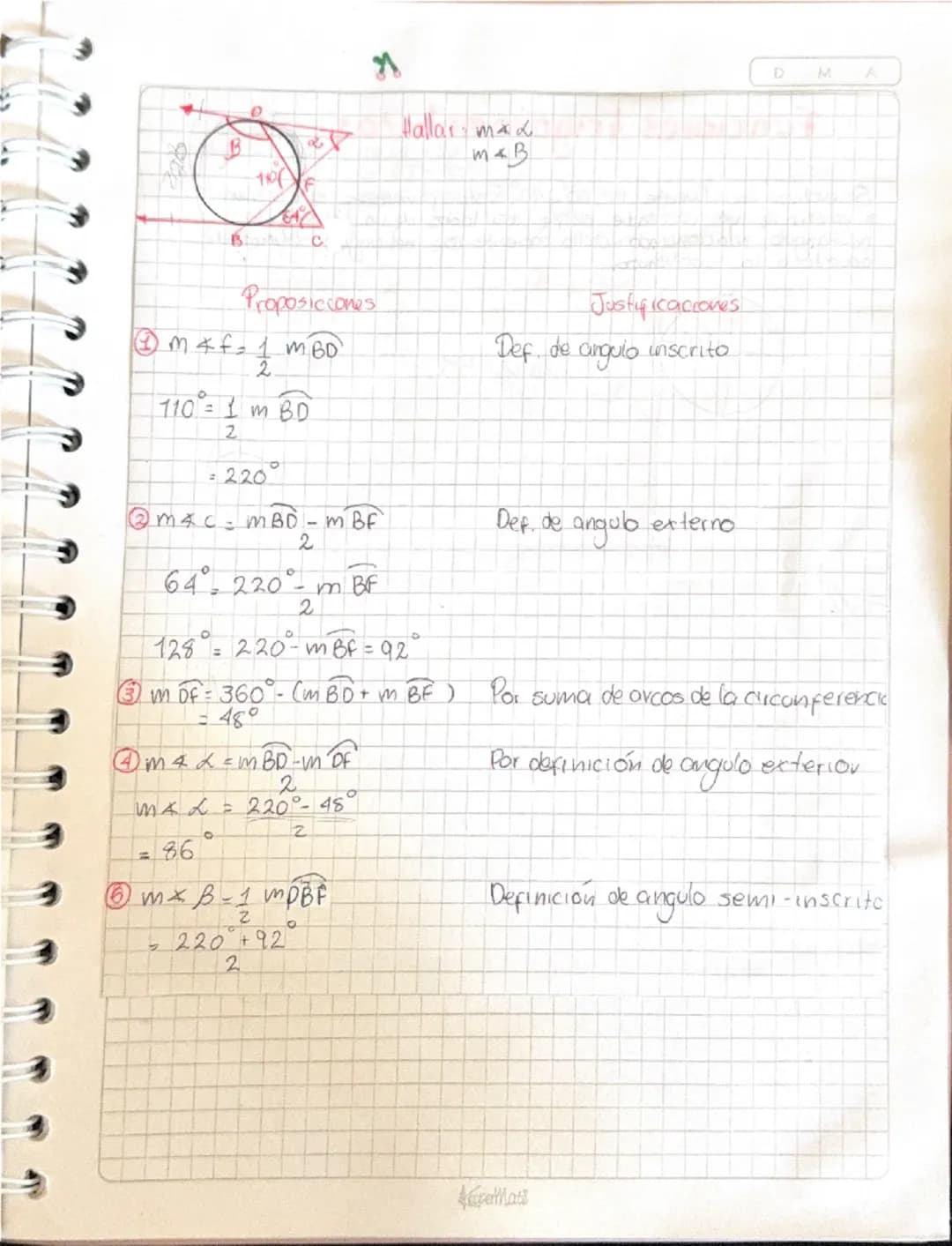 D
M
A
# angulos en la circunferencia
Conceptos basicos:
*   Circunferencia Es el conjunto de toda la punta localizada en un plano y que
equi