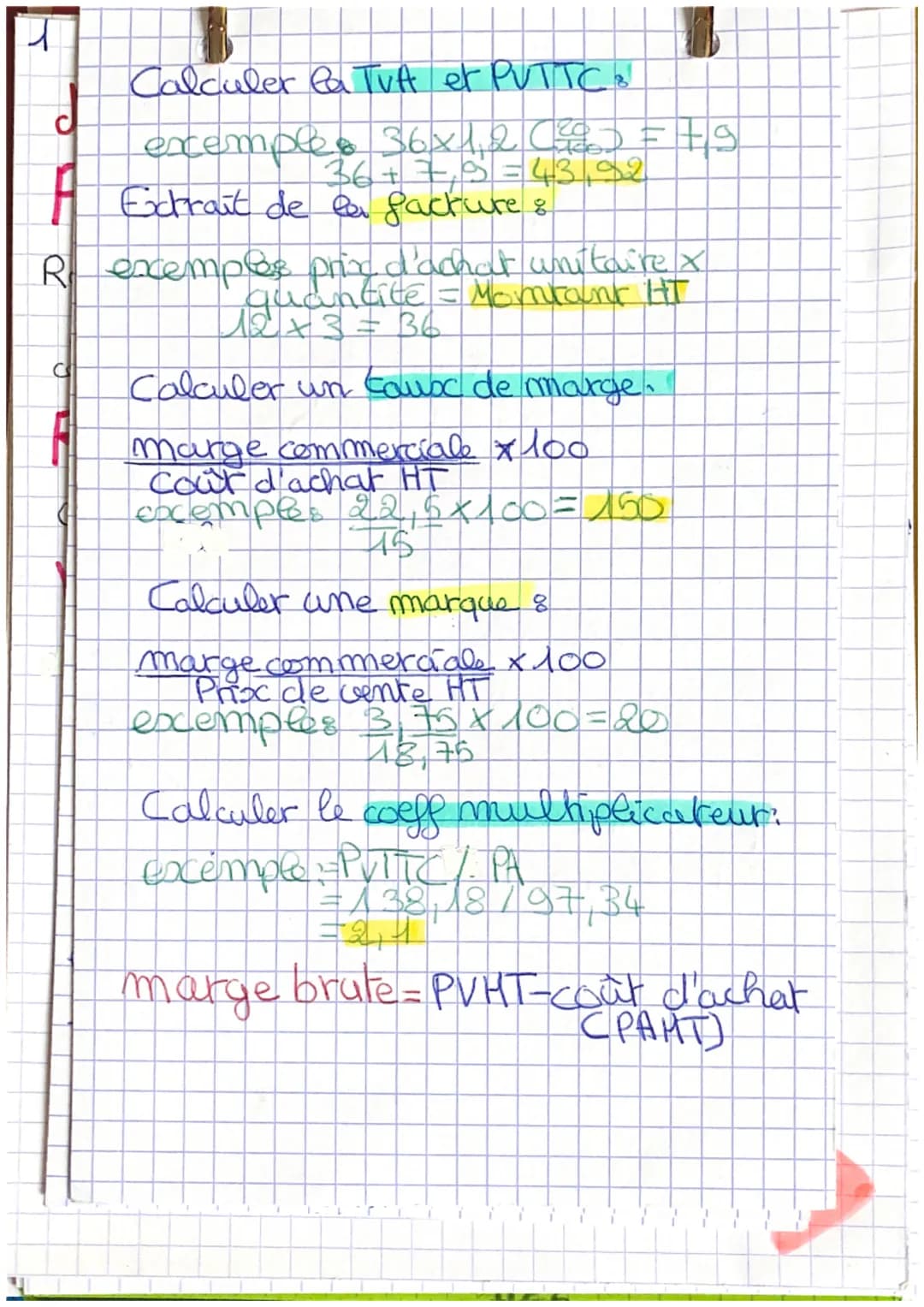 Calculer la TVA er PUTTC

exemple 36x1,2 (g) = +9
36+7,9=43,92
Extrait de ea facture &

prix d'achat unitairex
Rexemplos neadache

quantite 