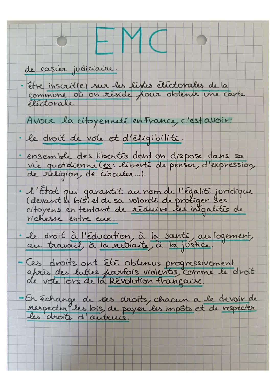 ・EMC。

>> Nationalité, citoyennetés française et
européenne.

Les fondements de la nationalité française:

- Le droit du sang donne automati