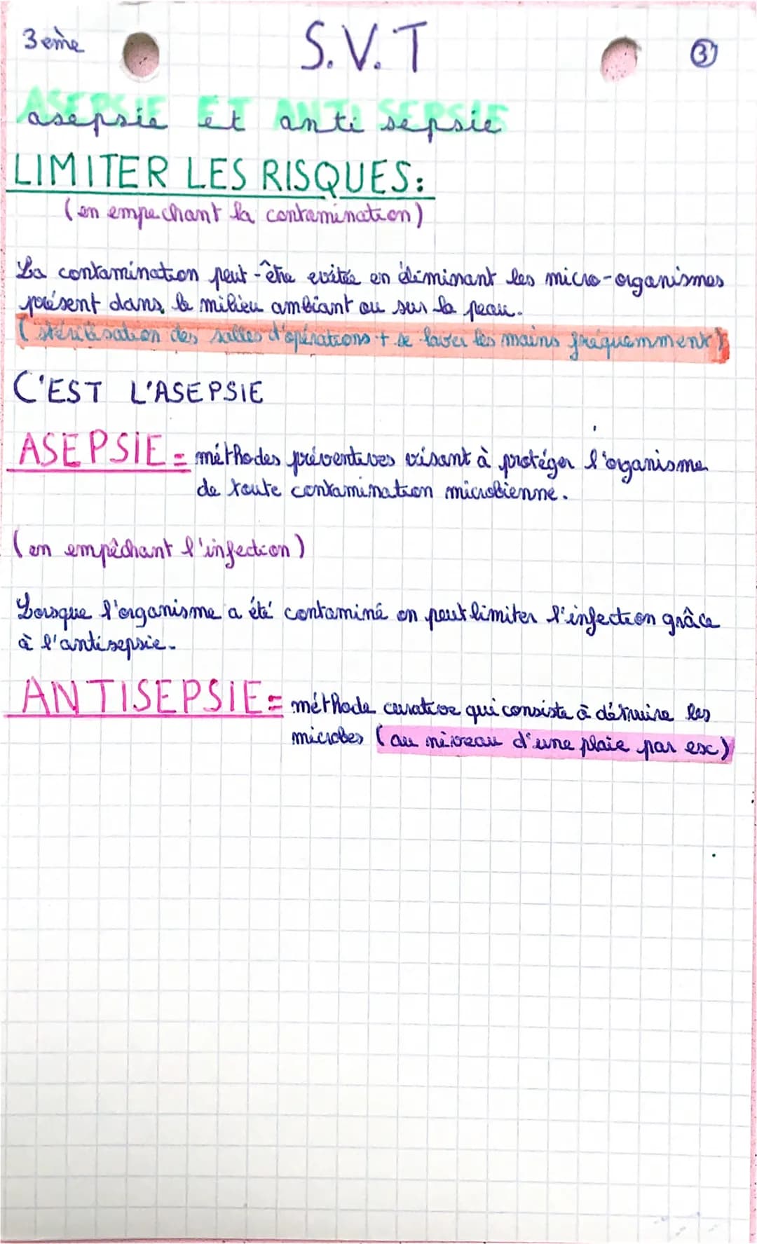 3 eme

S.V.T
asepsie et anti sepsie
anti
LIMITER LES RISQUES:
(en empechant la contamination)

La contamination peut-être evités en éliminan