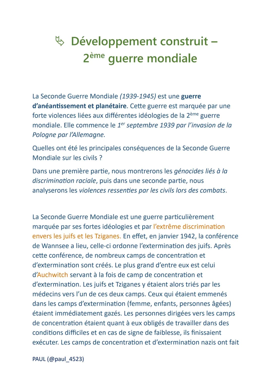 # Développement construit –
2ème guerre mondiale

La Seconde Guerre Mondiale (1939-1945) est une guerre
d'anéantissement et planétaire. Cett