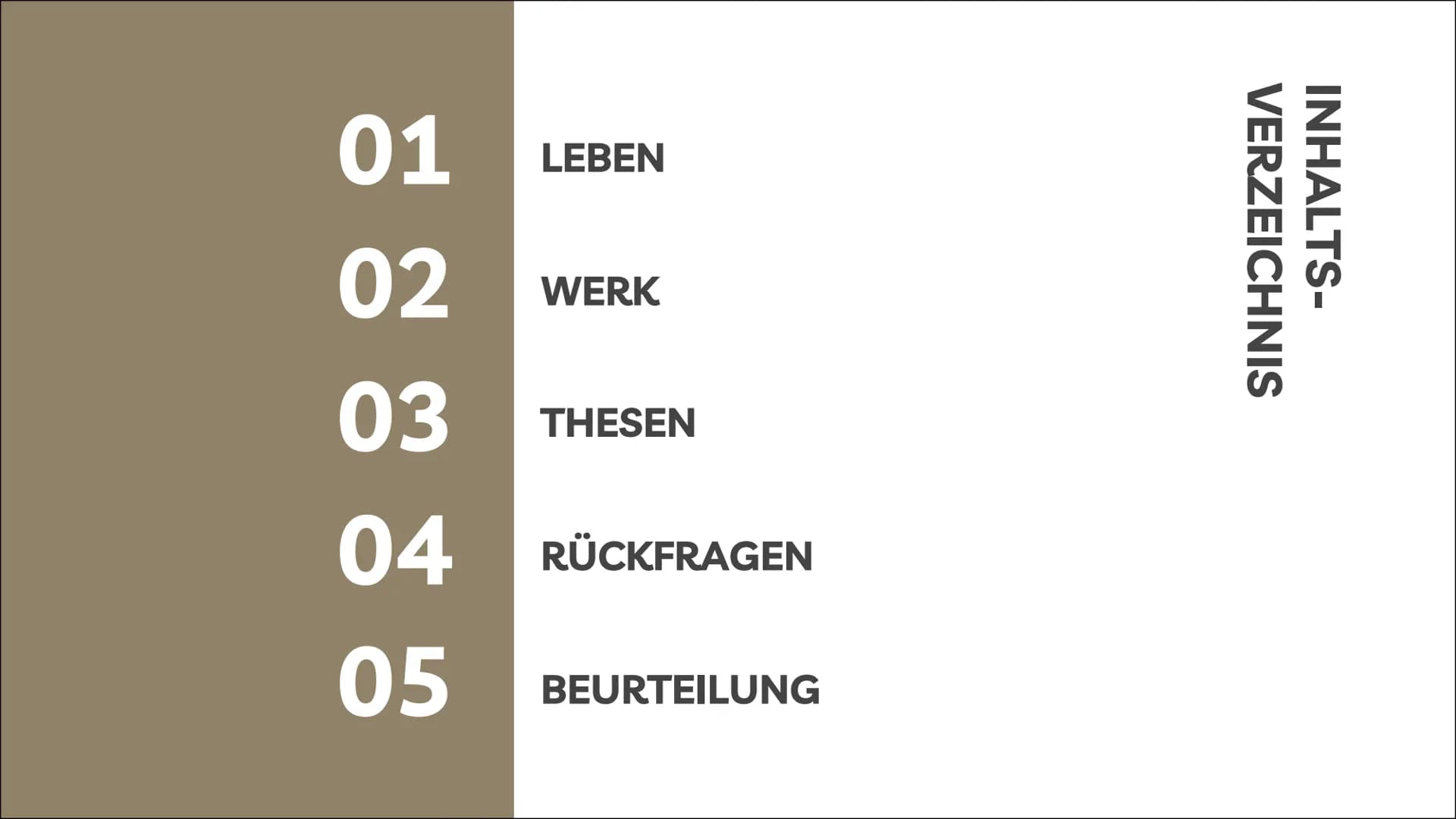 # Sigmund
# Freuds
# Religionskritik
Eine Präsentation von [...] # 01 LEBEN
# 02 WERK
# 03 THESEN
# 04 RÜCKFRAGEN
# 05 BEURTEILUNG

INHALTS-