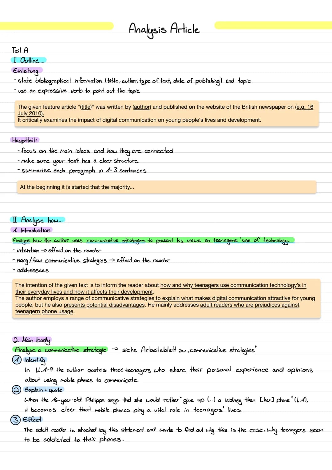 # Analysis Article

Teil A

I Outline...

Einleitung

- state bibliographical information (title, author, type of text, date of publishing) 