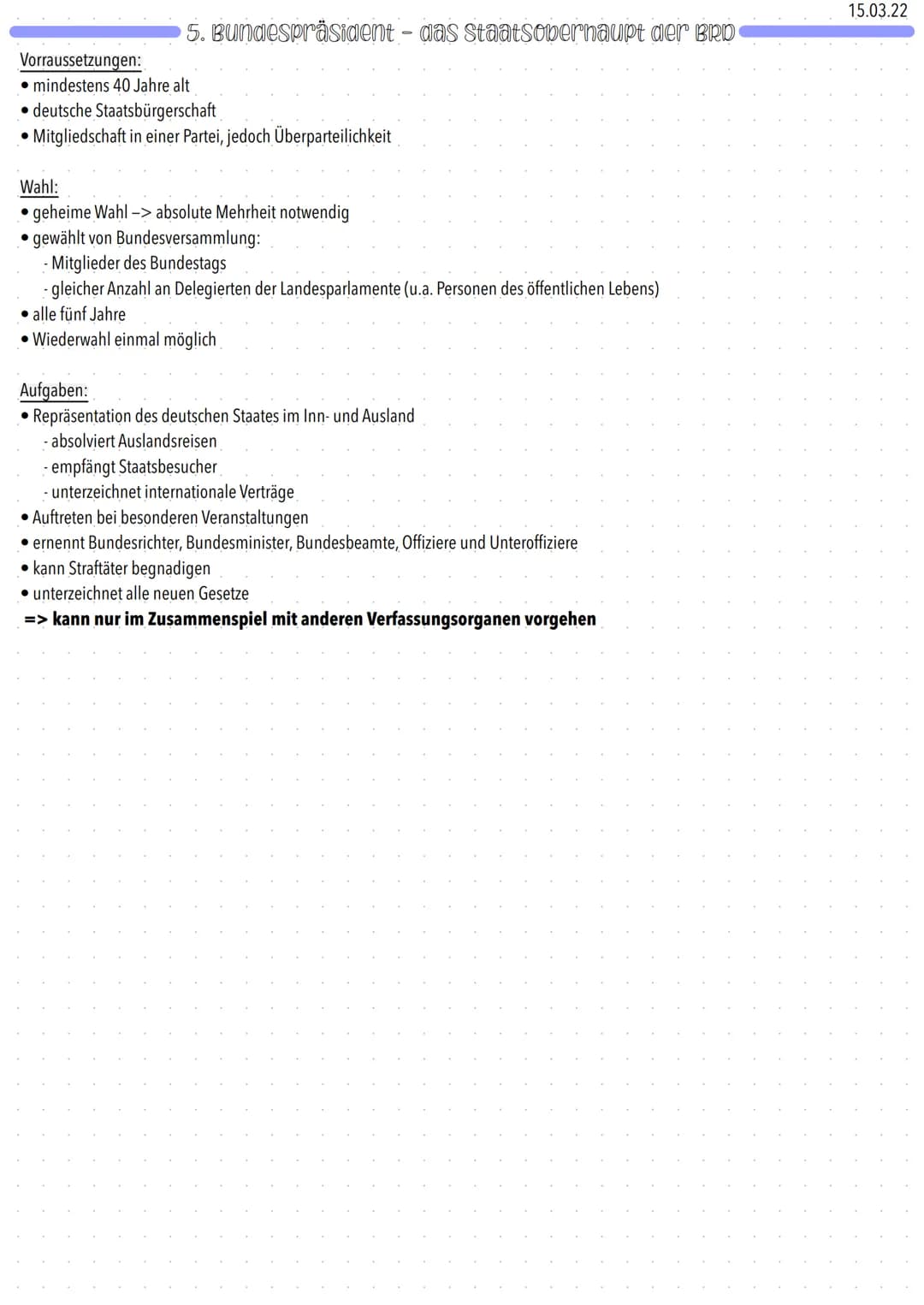 11.04.22
# Politische Institutionen der BDR
## 1. Der Bundestag - Handeln nach dem crundgesetz

Aufgaben:
- Gesetzgebung
- Wahl des Bundeska