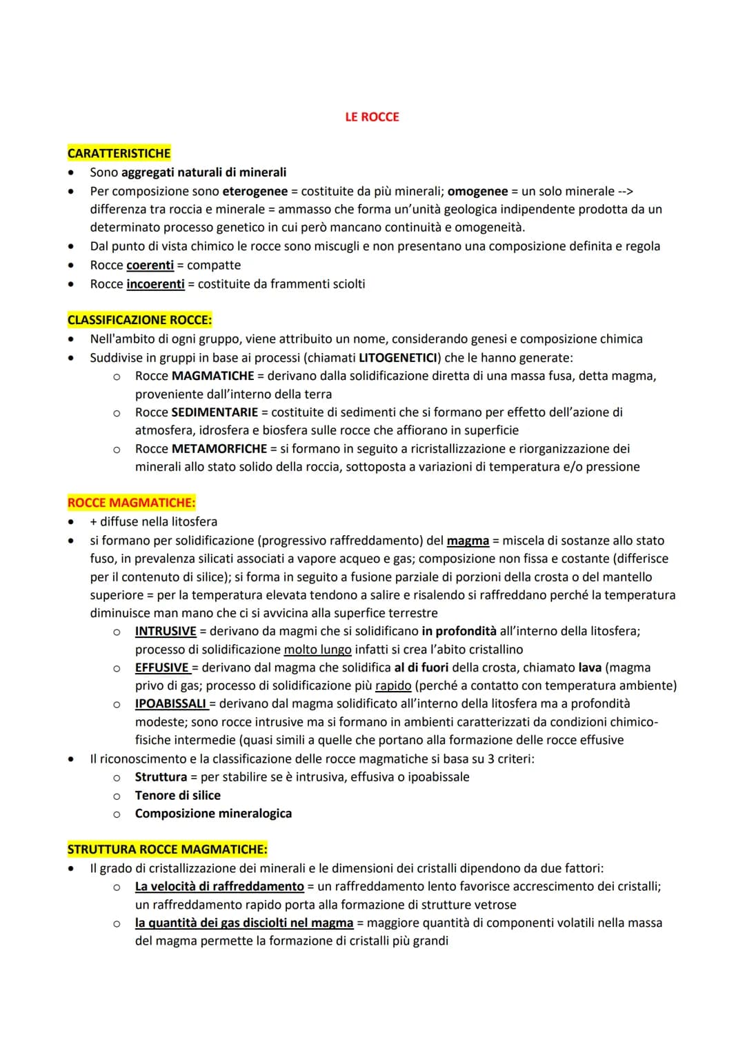 # MINERALI

CARATTERISTICHE

- Corpi inorganici naturali = formati in seguito a processi spontanei
- sono solidi naturali cristallini caratt