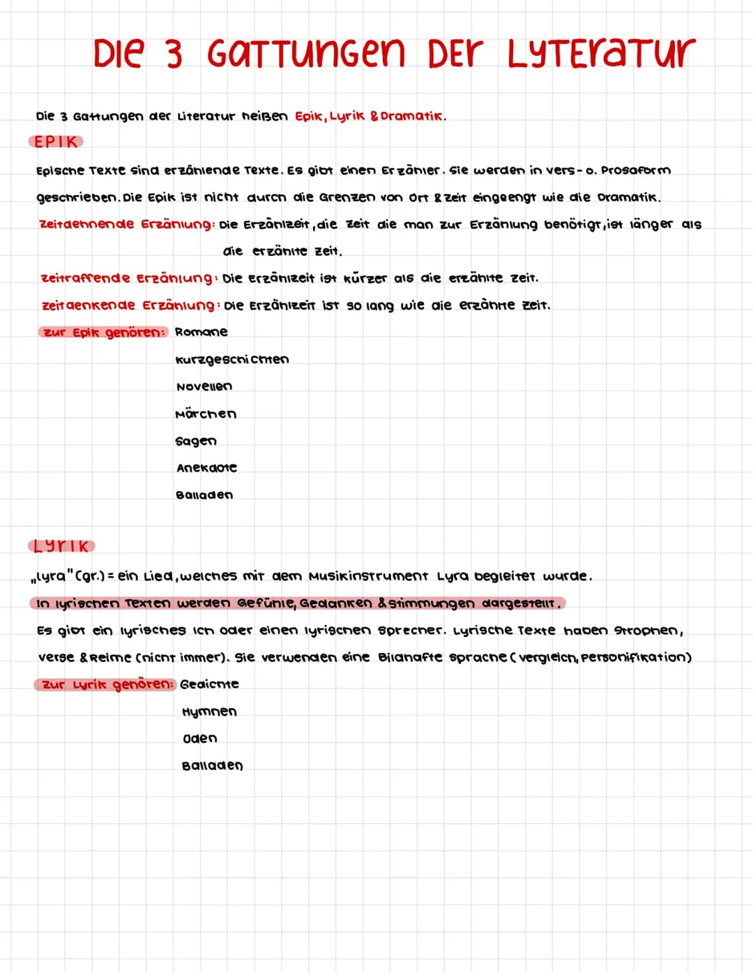 # Die 3 Gattungen der LYTEratur

Die 3 Gattungen der Literatur heißen Epik, Lyrik & Dramatik.

EPIK

Epische Texte sind erzäniende Texte. Es