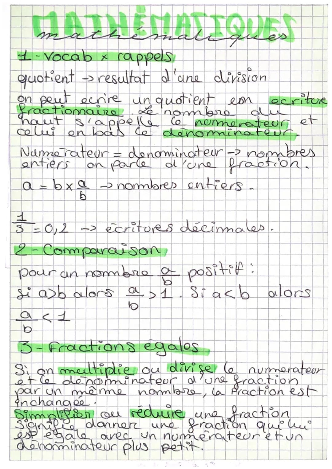# mathématiques

1-Vocab x rappels

quotient resultat d'une division

on peut ecrire un quotient con ecritur
fractiomaire Le nombre du
haut 