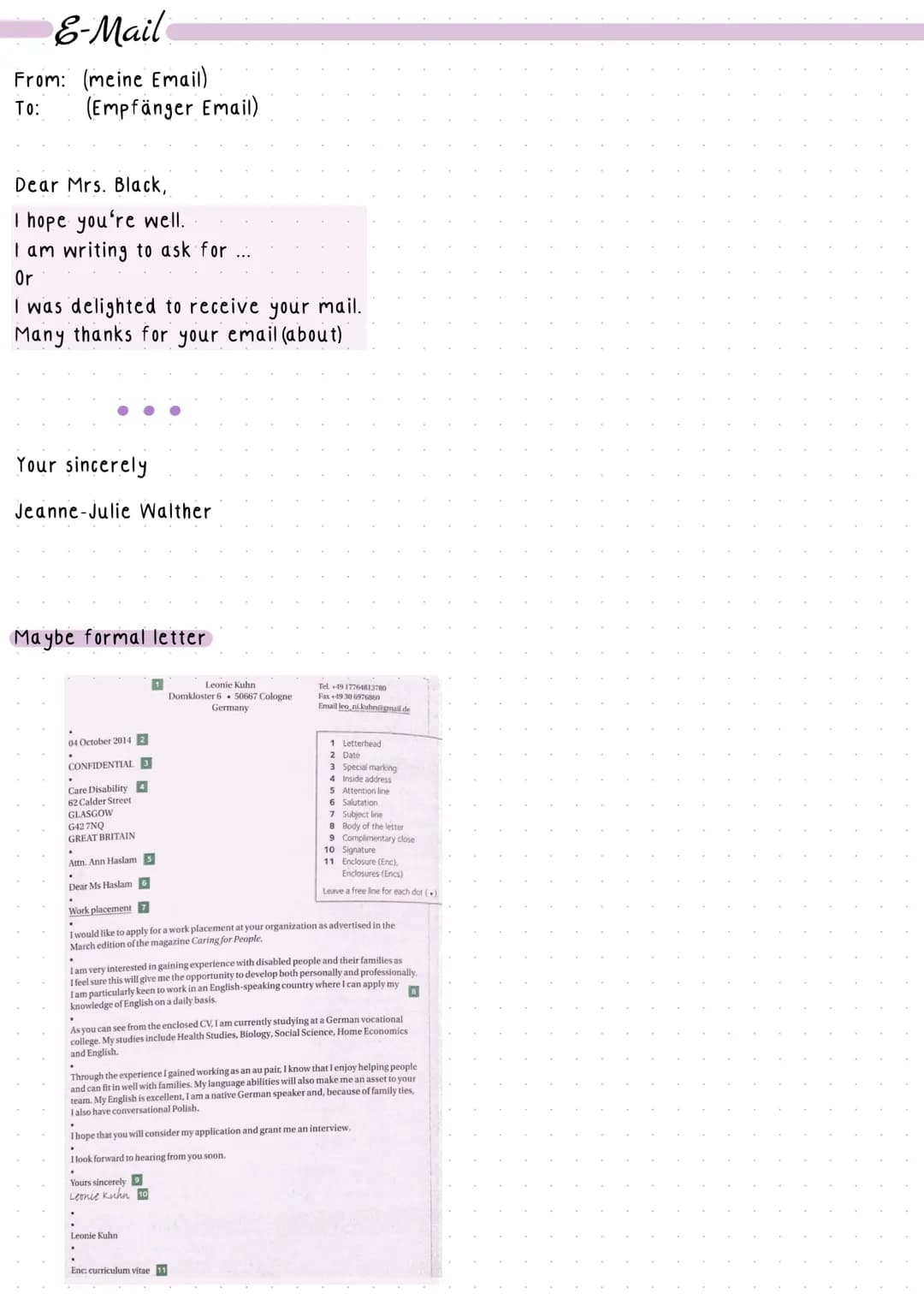 # Abschlussprüfung Englisch

Mediation

*   richtige Textform beachten z.B: E-Mail, Brief, Artikel für Schülerzeitung
*   beachten mit wem m