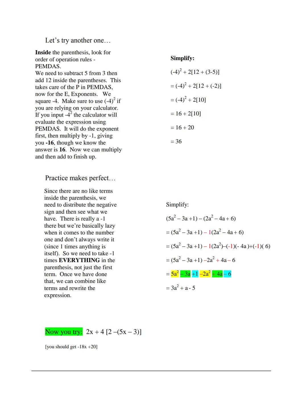 
<h2 id="simplifyingexpressions">Simplifying Expressions</h2>
<p>In algebra, an expression is a mathematical "phrase" that contains numbers 