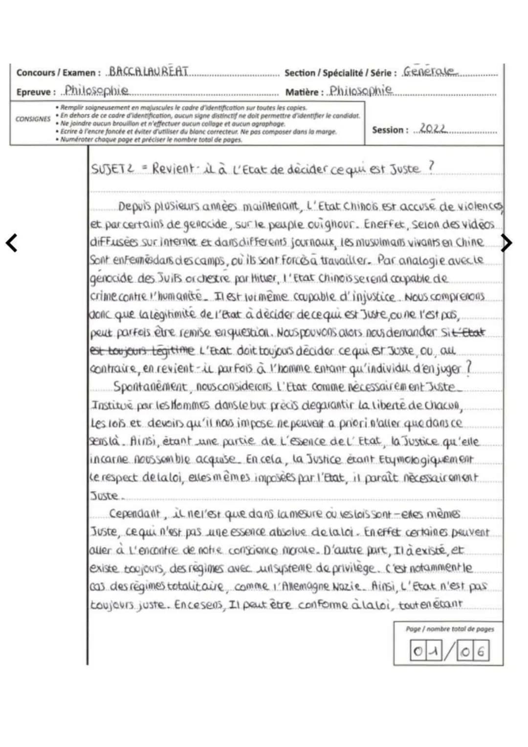 Concours / Examen: BACCALAUREAT.

Epreuve: Philosophie.

CONSIGNES

<

Section/Spécialité/Série: Generale..

Matière: Philosophie.

Session: