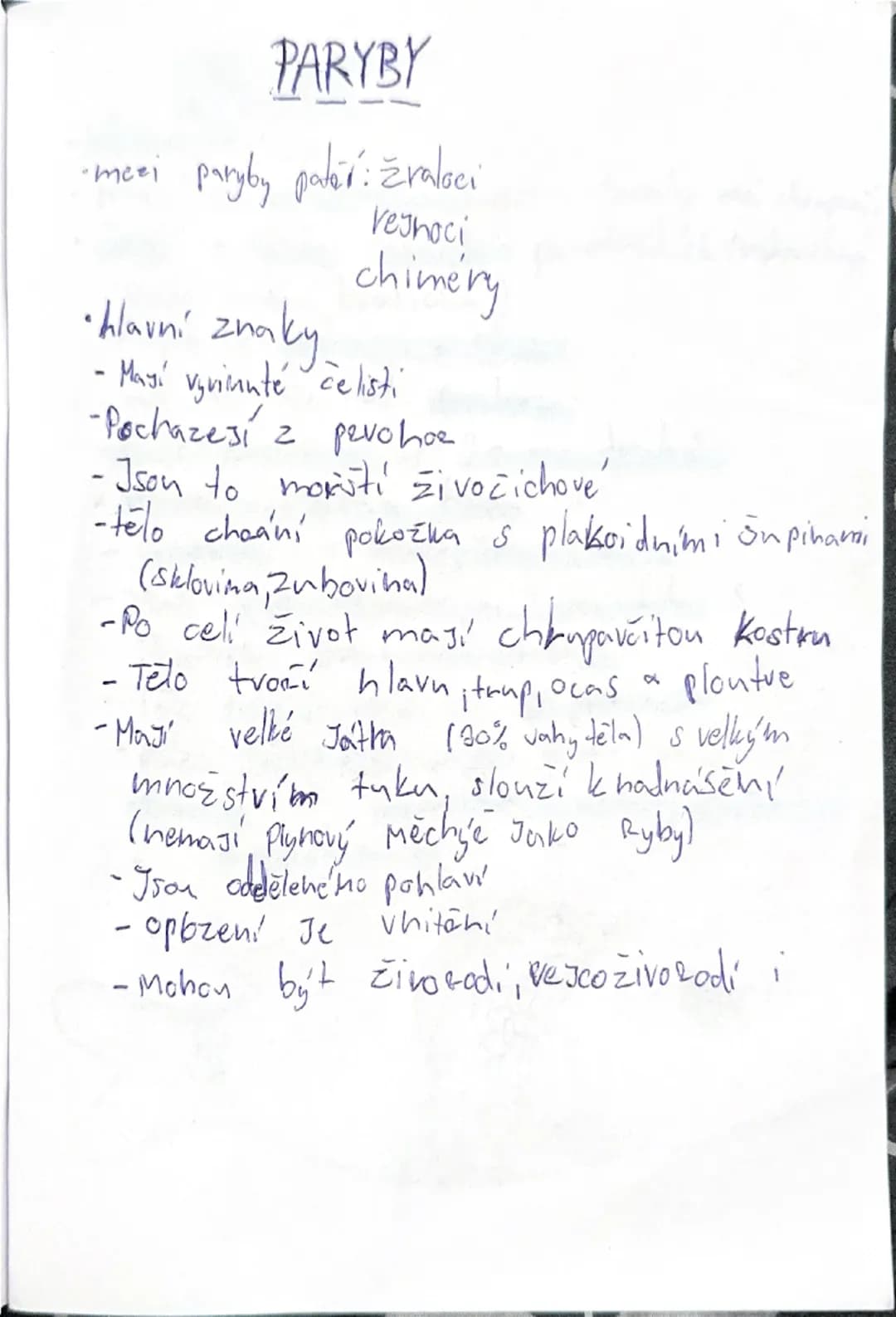 # PARYBY

- mezi paryby patrí: žraloci

  Veshoci

  chiméry

- hlavní znaky.

- Mayí vyvinuté čelisti

- Pochazesí z pevchoe

- Json to mar