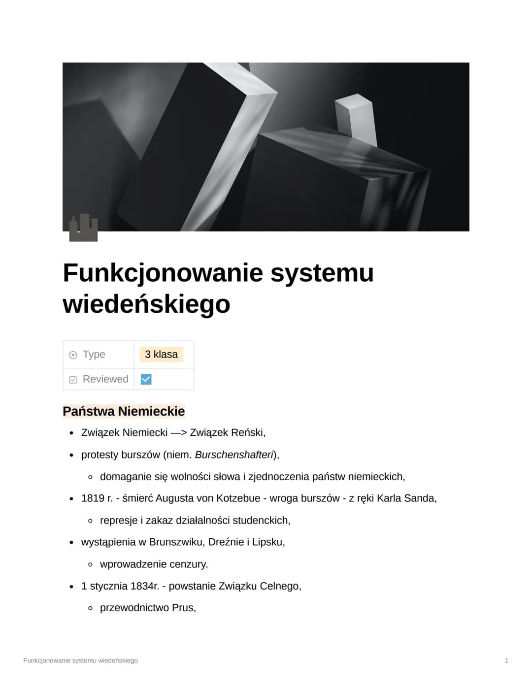 # Funkcjonowanie systemu
wiedeńskiego

Type
3 klasa
Reviewed

Państwa Niemieckie

*   Związek Niemiecki -> Związek Reński,
*   protesty burs