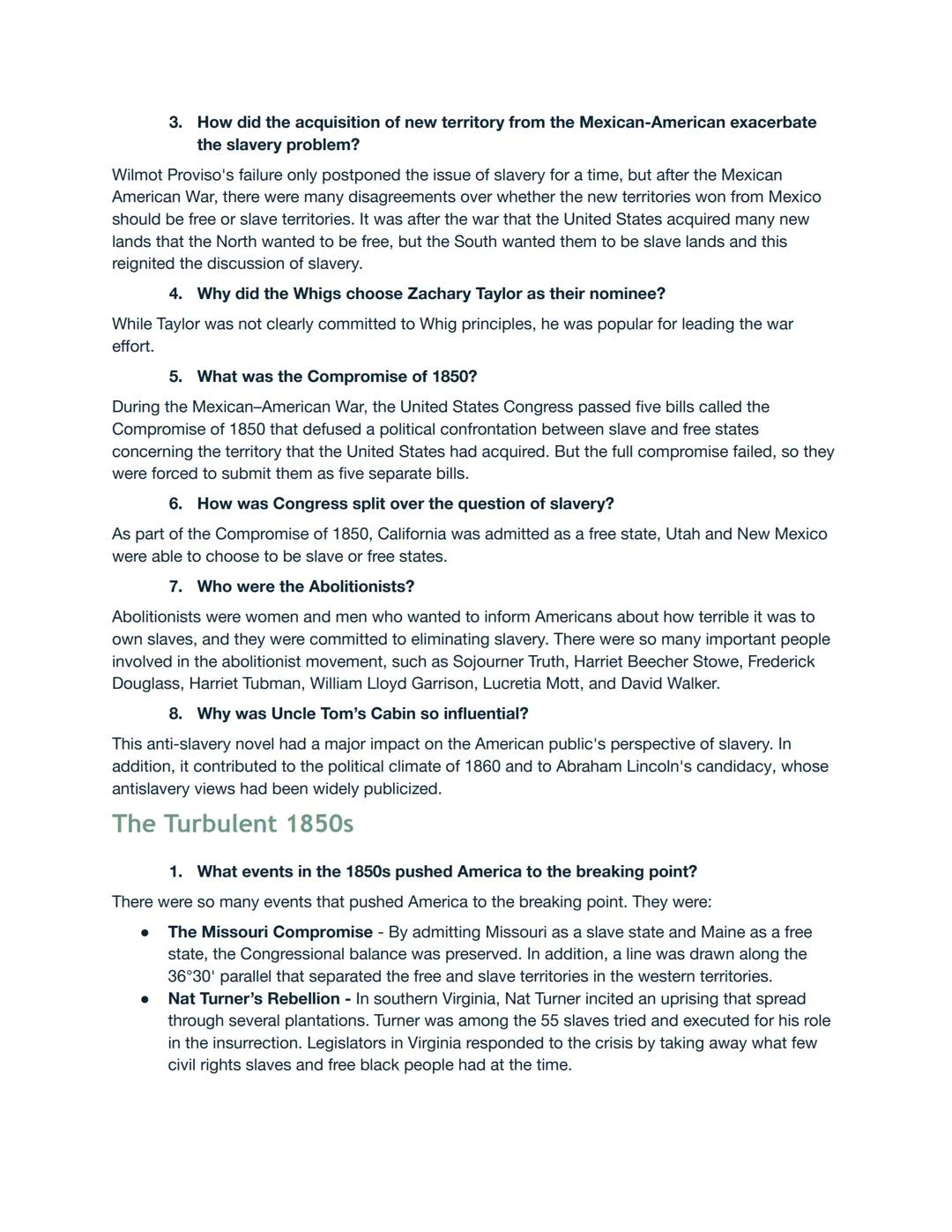 # US History (A) Civil War Era Study Guide

Slavery in America

1. What were the conditions that enabled slavery to take root in America?

D