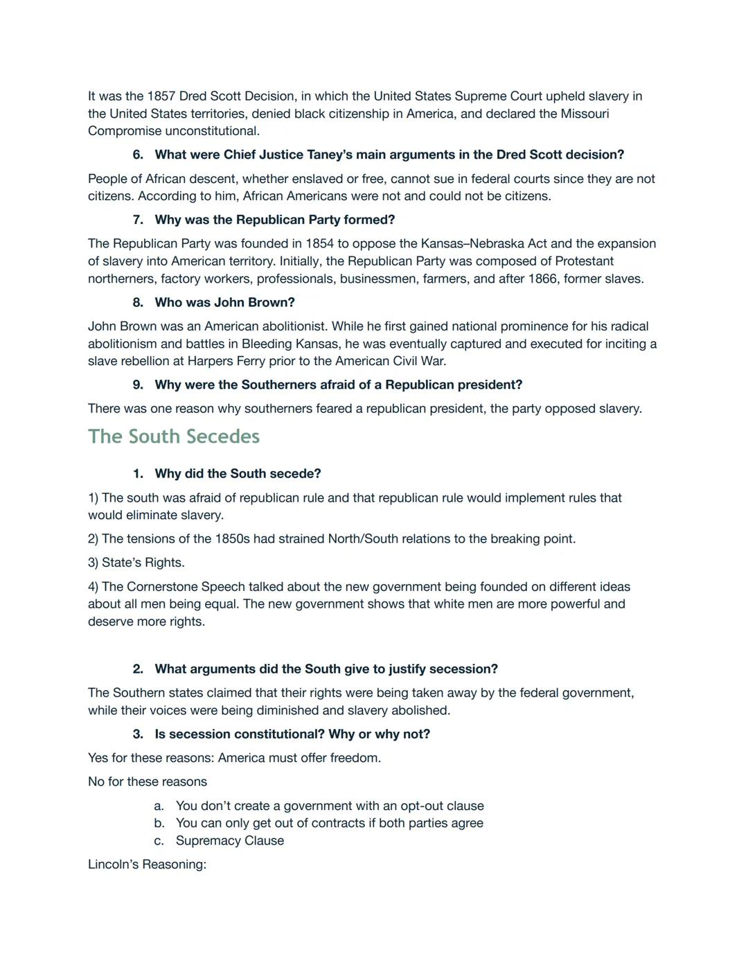 # US History (A) Civil War Era Study Guide

Slavery in America

1. What were the conditions that enabled slavery to take root in America?

D