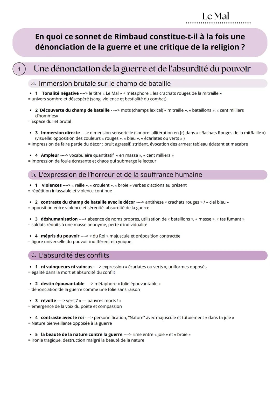 Le Mal

Une
dénonciation
de la Guerre
et de
l'absurdité du
pouvoir
-A
-B
-C
Tandis que les crachats rouges de la mitraille
Sifflent tout le 