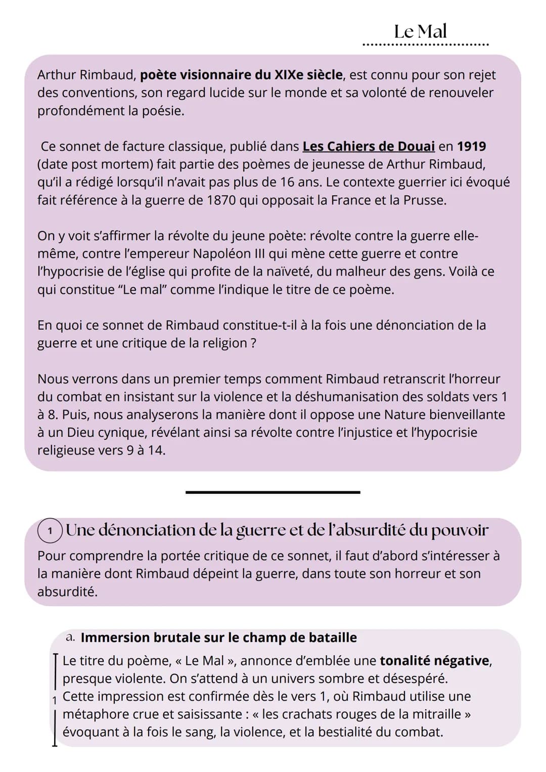 Le Mal

Une
dénonciation
de la Guerre
et de
l'absurdité du
pouvoir
-A
-B
-C
Tandis que les crachats rouges de la mitraille
Sifflent tout le 