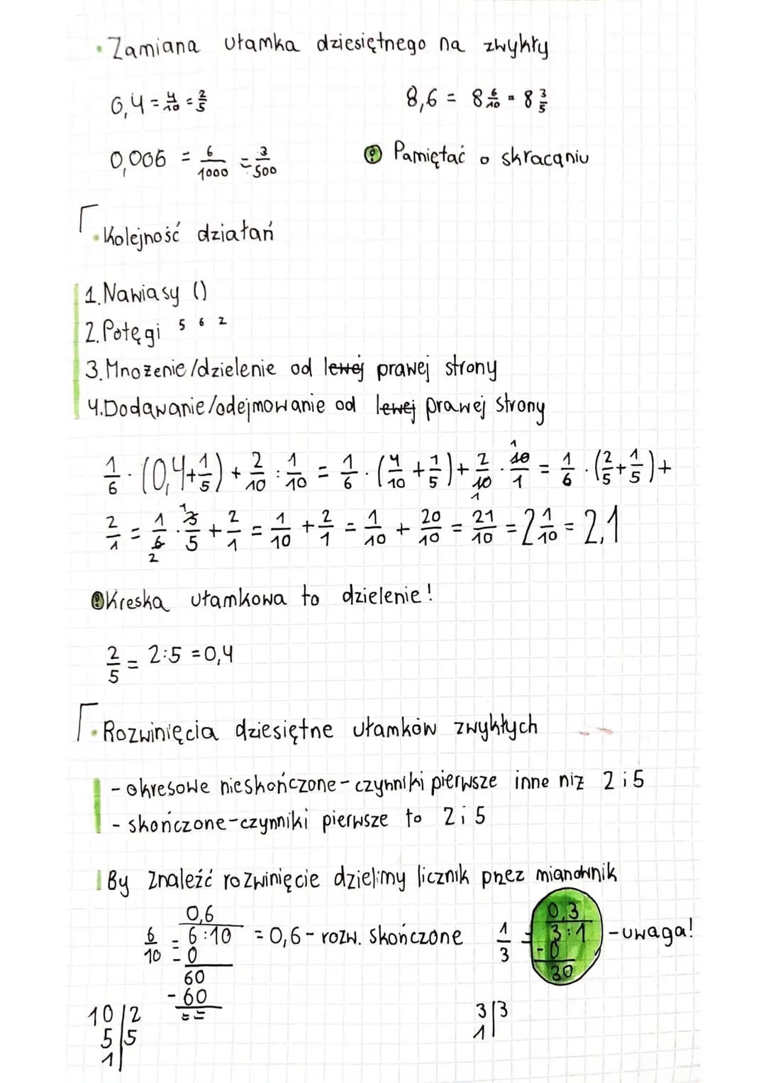 # Ułamki

- Dodawanie ułamków zwykłych

Precinek pod precinkiem w dziesiętnym dodawaniu)

$\frac{12}{20} + \frac{3}{20} = \frac{15}{20} = \f