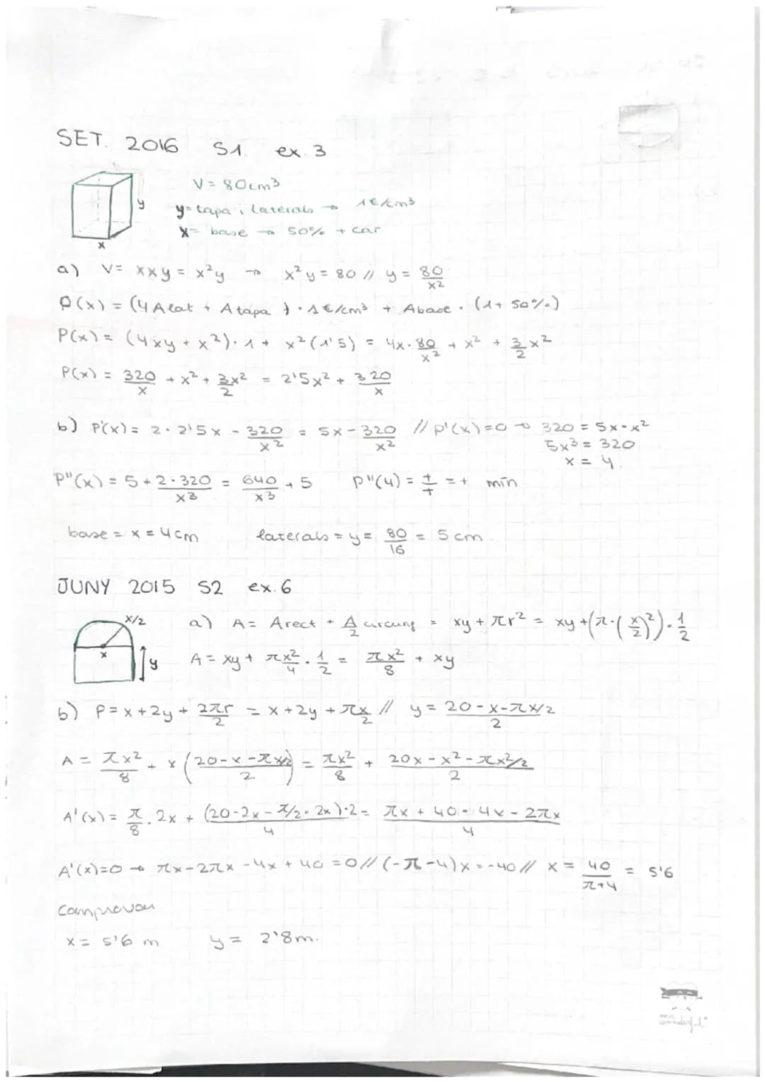 # OPTIMITZACIÓ SELE

JUNY 2019 S1 ex. 1.

![alt text](image.png)

$
\begin{aligned}
A &= 600cm^2 \\
Smax &= ?
\end{aligned}
$

$
\begin{alig
