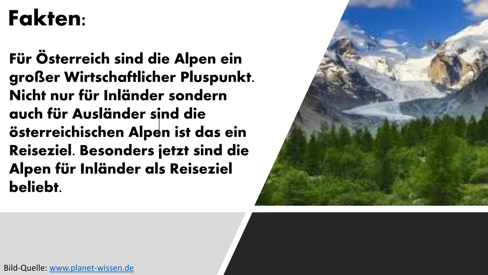 # Die Alpen

Bild-Quelle: www.planet-wissen.de # Standorte: Frankreich,
Monaco
Italien
Schweiz
Liechtenstein
Deutschland
Österreich
Slowenie