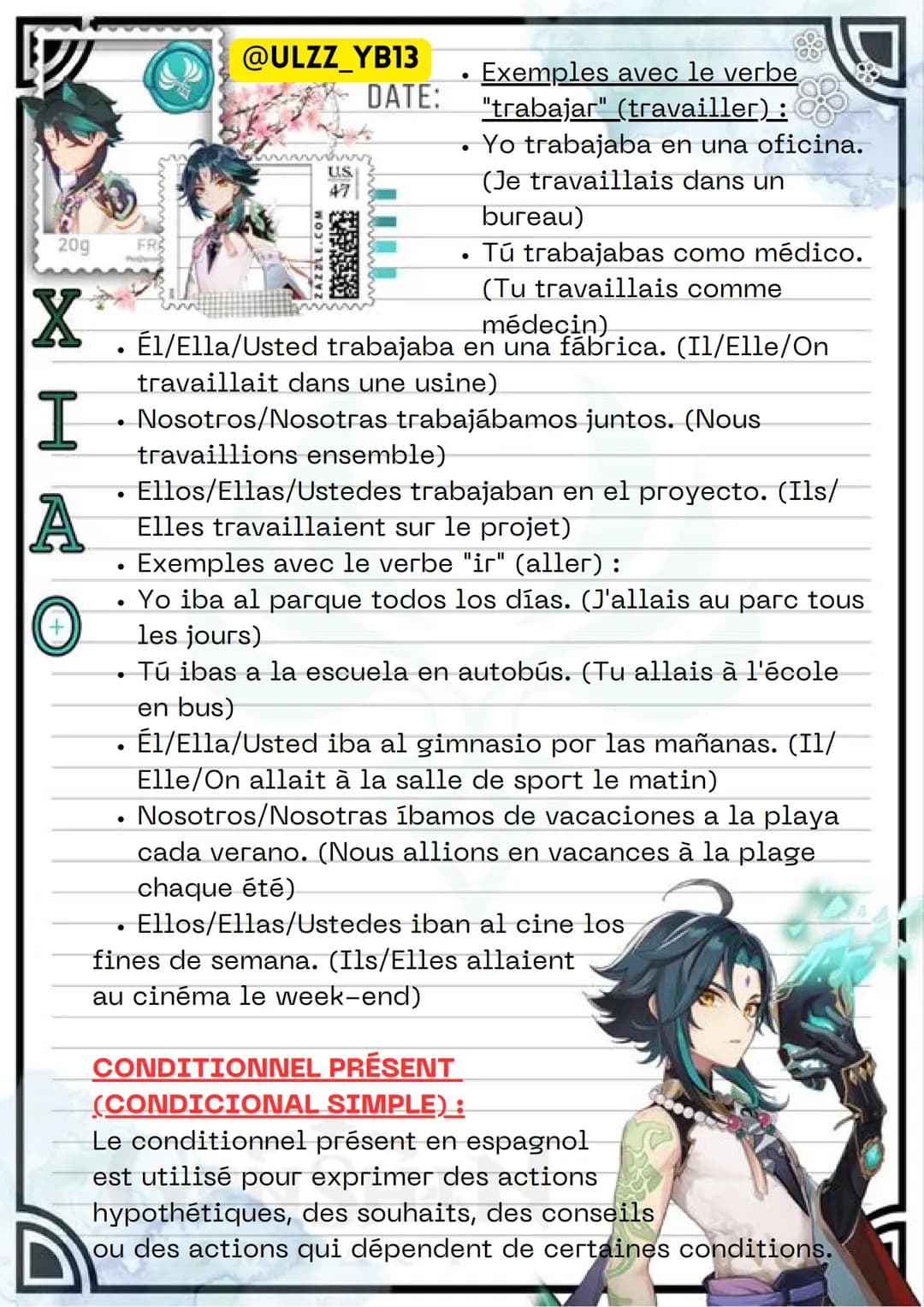 20g
FR
X
I
A
+
@ULZZ_YB13 PRÉSENT DE L'INDICATIF8
COM
ZLE.CO
122
US
47
DATE: PRESENTE DE INDICATIVO)
Le présent de l'indicatif est
utilisé p