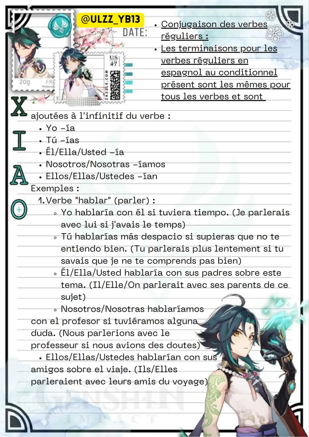20g
FR
X
I
A
+
@ULZZ_YB13 PRÉSENT DE L'INDICATIF8
COM
ZLE.CO
122
US
47
DATE: PRESENTE DE INDICATIVO)
Le présent de l'indicatif est
utilisé p