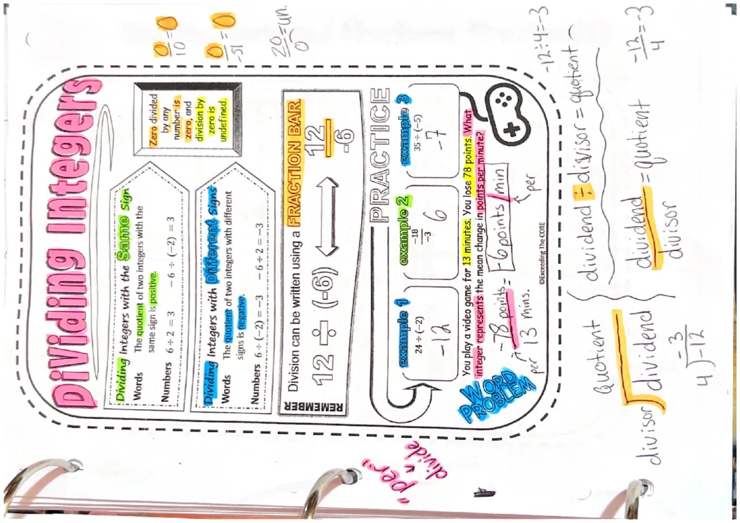 # Dividing Rational Numbers (Fractions and Mixed Numbers)

EXAMPLE #1

-9$\frac{9}{10}$ ÷ -2$\frac{3}{4}$

$\frac{-99}{10}$ ÷($\frac{-11}{4}