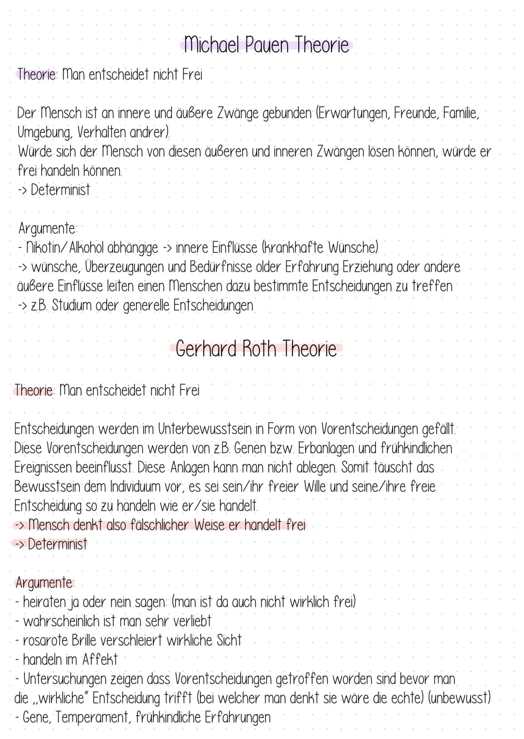 # Michael Pauen Theorie

Theorie: Man entscheidet nicht Frei

Der Mensch ist an innere und äußere Zwänge gebunden (Erwartungen, Freunde, Fam