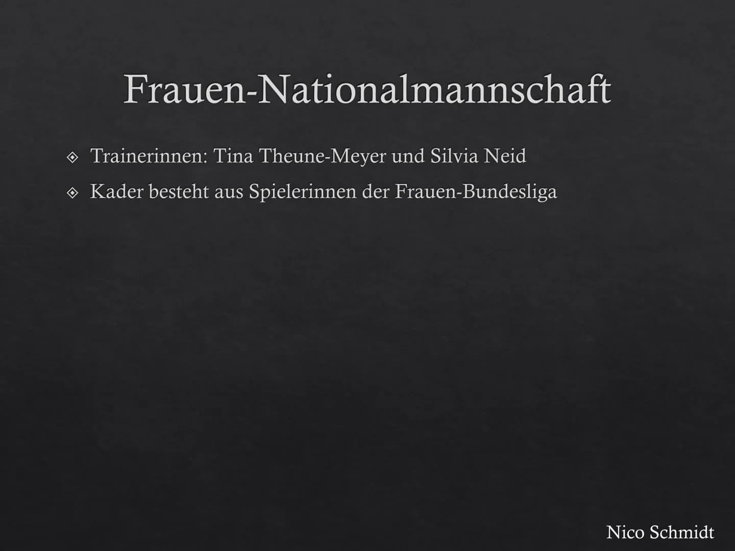 Fußball in Deutschland

Nico Schmidt # Deutscher Fußball-Bund

DEUTSCHER FUSSBALL-BUND

Nico Schmidt # Geschichte

◇ Am 28. Januar 1900 gegr
