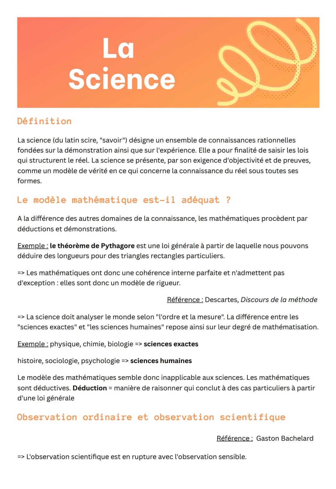 # La

# Science

Définition

La science (du latin scire, "savoir") désigne un ensemble de connaissances rationnelles
fondées sur la démonstr