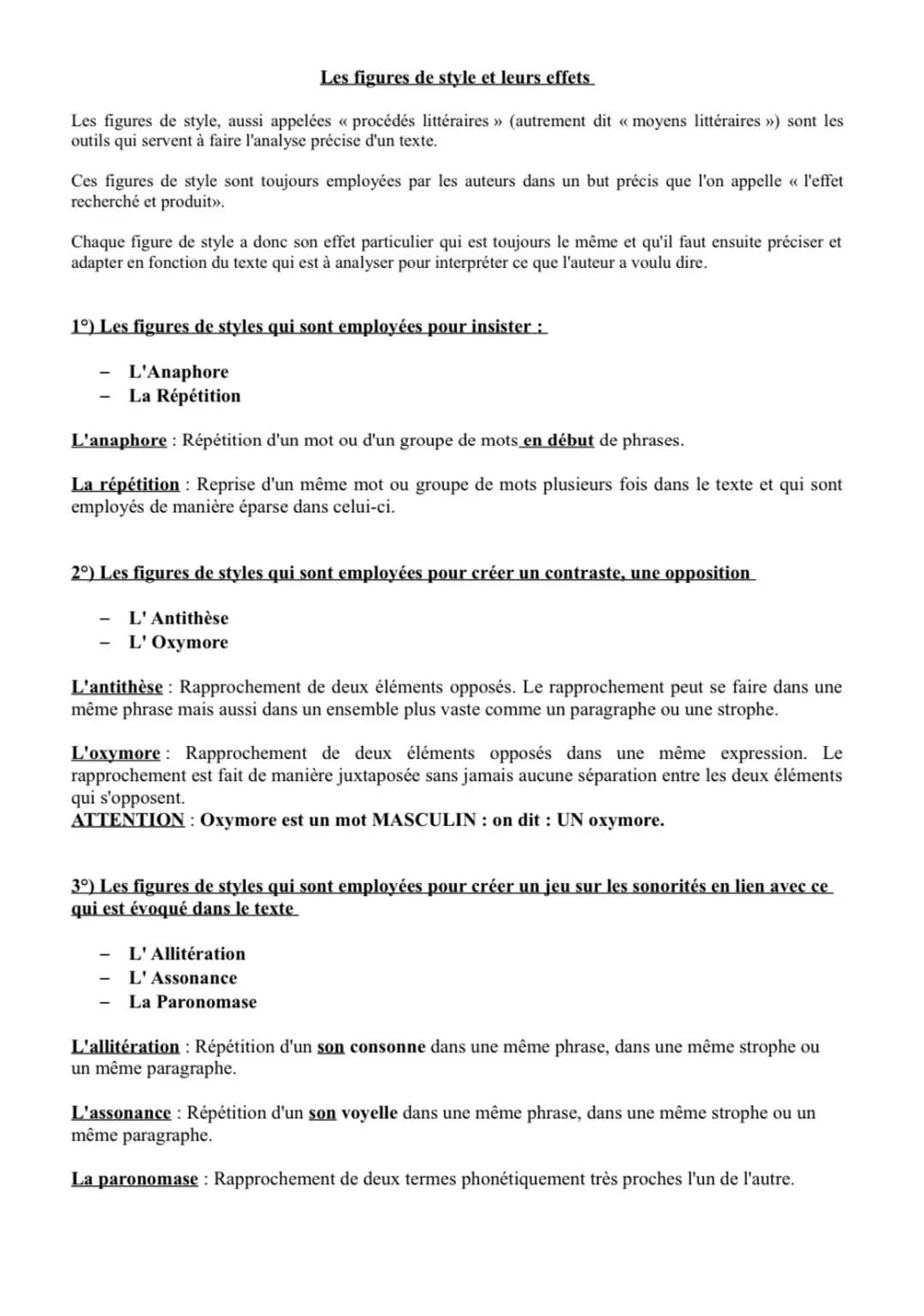 # Les figures de style et leurs effets

Les figures de style, aussi appelées « procédés littéraires » (autrement dit moyens littéraires ») s