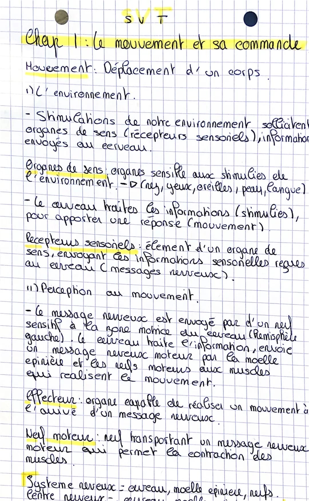 SVT
# Chap 1: le mouvement et sa commande

Hoveement: Déplacement d'un corps

1) L'environnement.

- Stimulations de notre environnement sol
