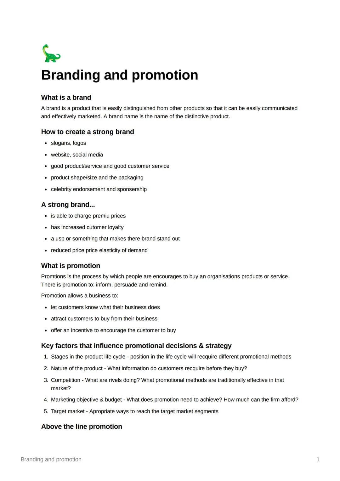 # Branding and promotion

What is a brand

A brand is a product that is easily distinguished from other products so that it can be easily co